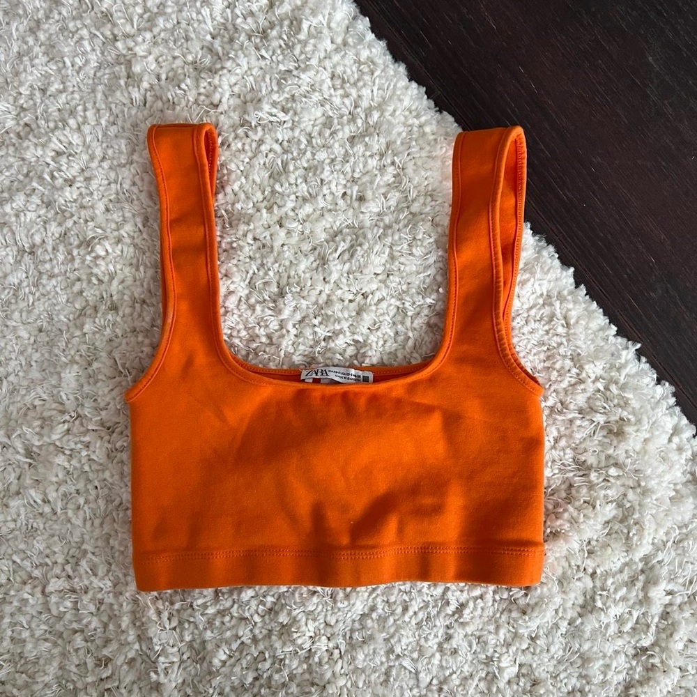 Zara Orange Seamless Crop Tank